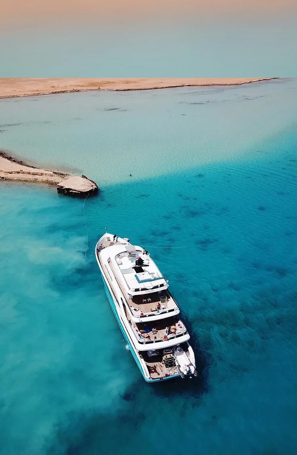 Yacht anchored near a Red Sea island