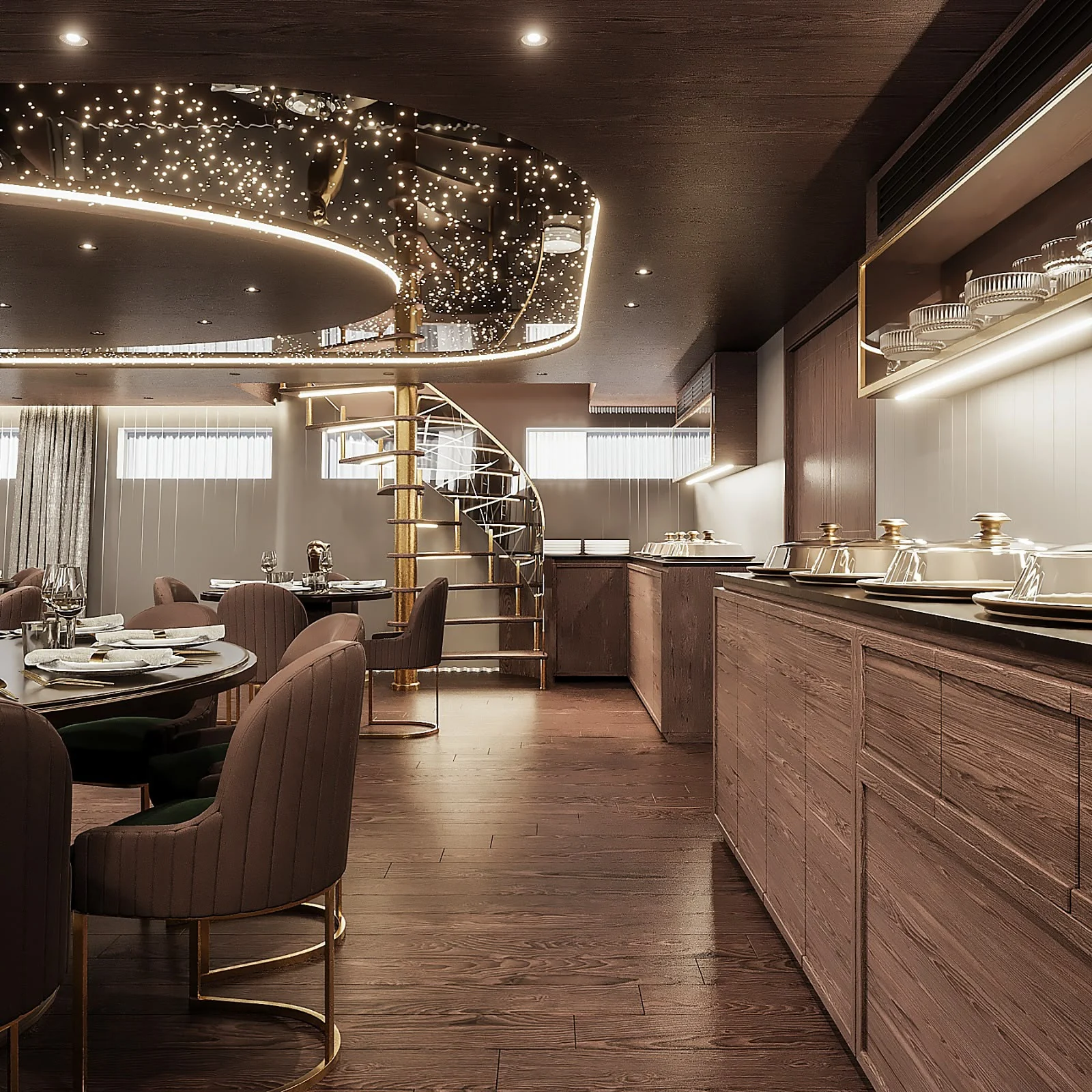 Dining and service area