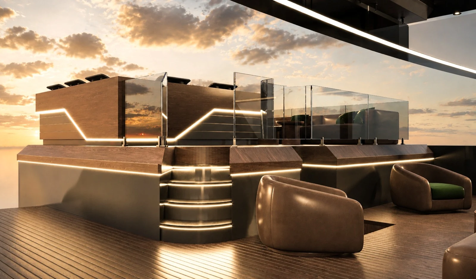 Open deck at sunset