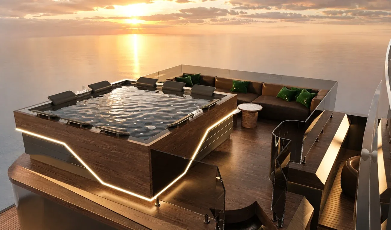 Jacuzzi deck on M/Y Black Panther