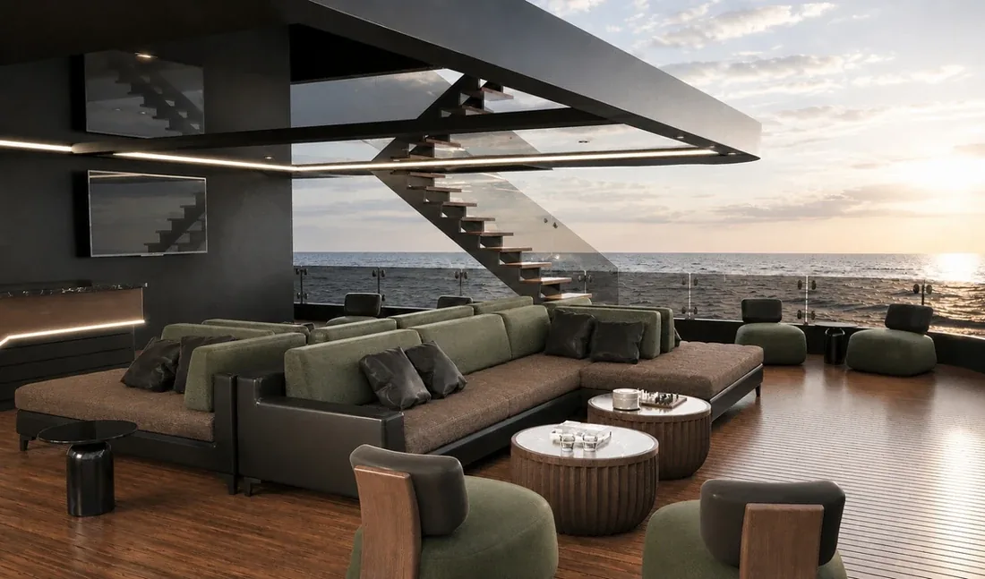 Open lounge on M/Y Black Panther